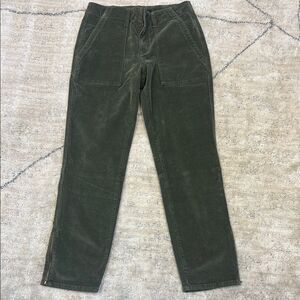 Sanctuary x Anthropologie Corduroy Pants Size 27 Ankle Zip Stretch Olive Green